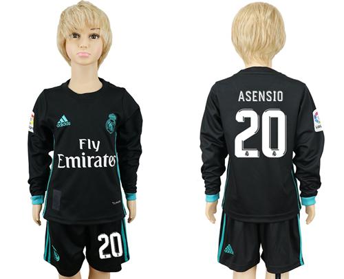 Real Madrid #20 Asensio Away Long Sleeves Kid Soccer Club Jersey - Click Image to Close